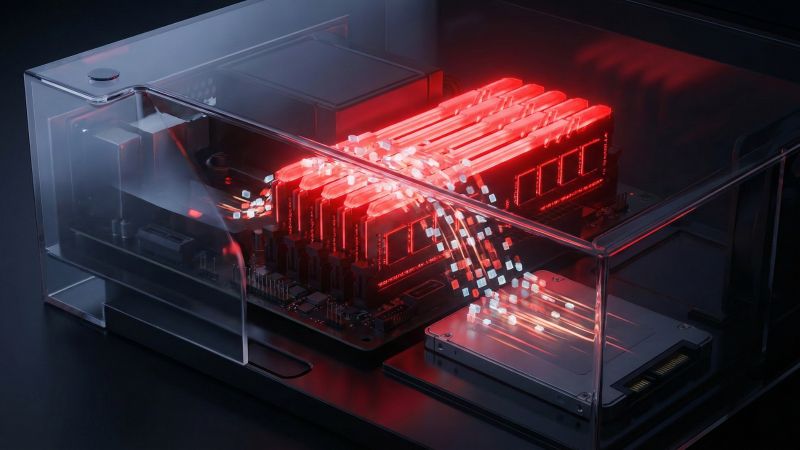 メモリ不足解消のためのデータ処理とRAMのイメージ