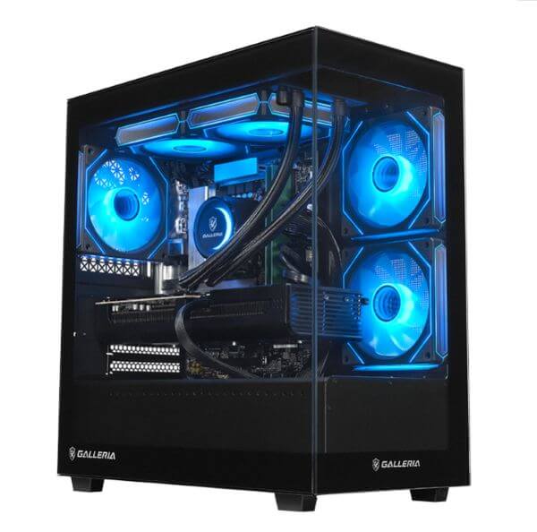 GALLERIA FDR7M-R57T-B（内部が青く光る）ゲーミングPCの外観