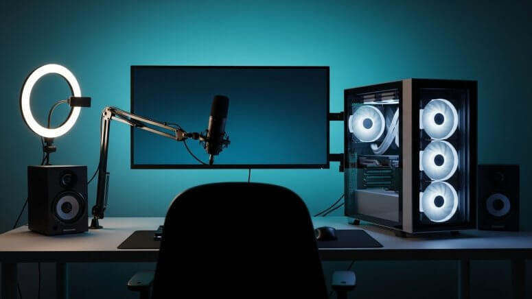 動画編集もゲーム実況も完璧にこなせる、マイクや照明を完備した配信者向けハイスペックPC環境